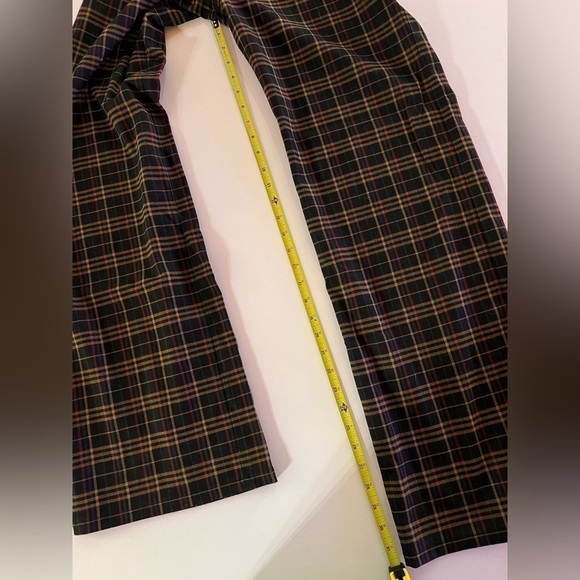 Vintage Y2K Max Studio black brown green plaid flared pants sz 12 academia - Picture 9 of 13